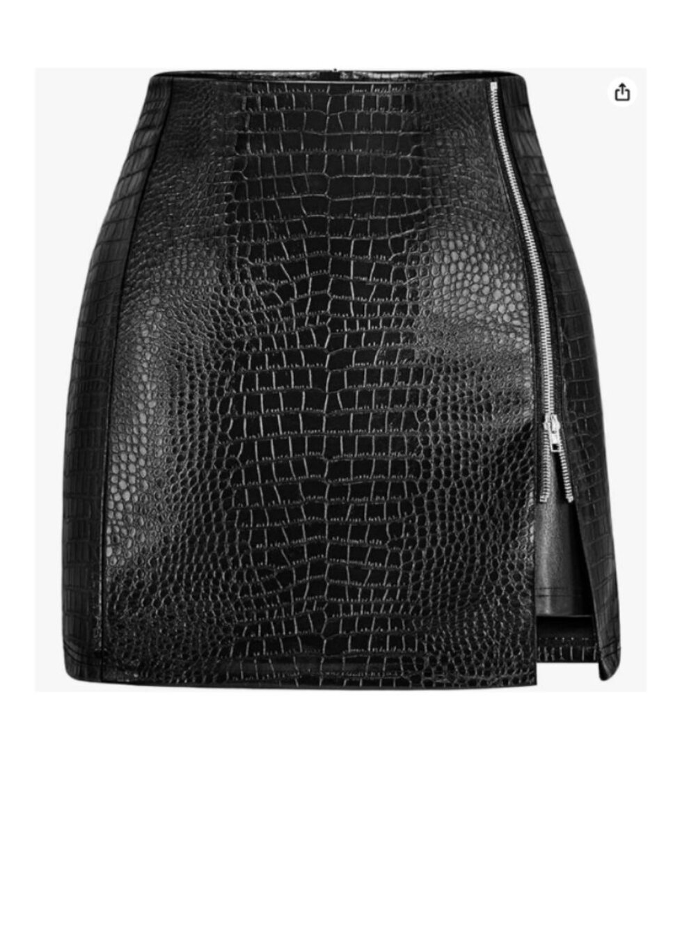 Women's Faux Leather, Faux Crocodile Black Mini Skirt
